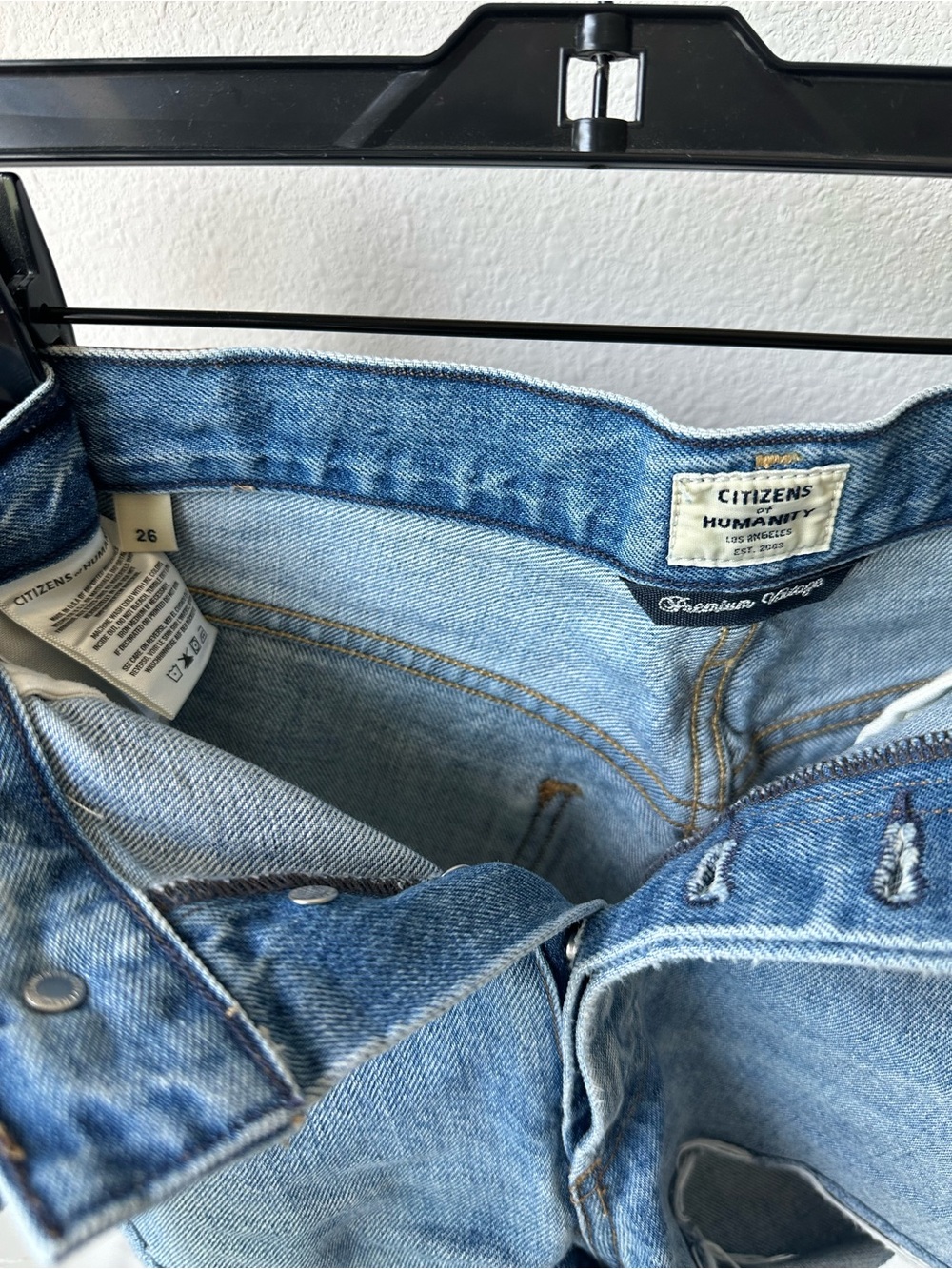 Citizens Of Humanity Light Blue Distressed Denim Cutoff Shorts - Picture 3 of 3